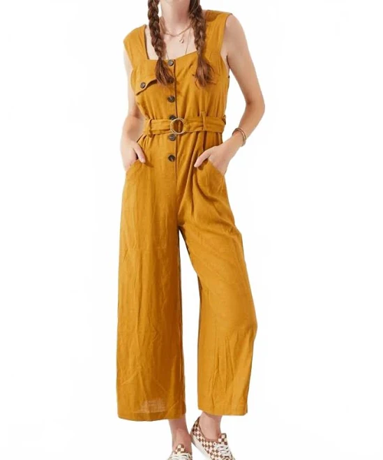 jumpsuit Jade by Jane Sleeveless Square Neck Linen Blend Ankle Jumpsuit ShopSimon $30.55