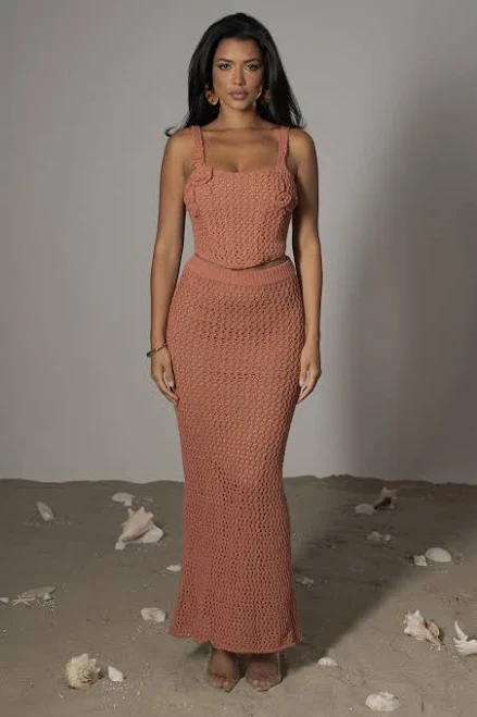 skirt JLUXLABEL Terra Cotta Sea Depths Crochet Maxi Skirt jluxlabel.com $25