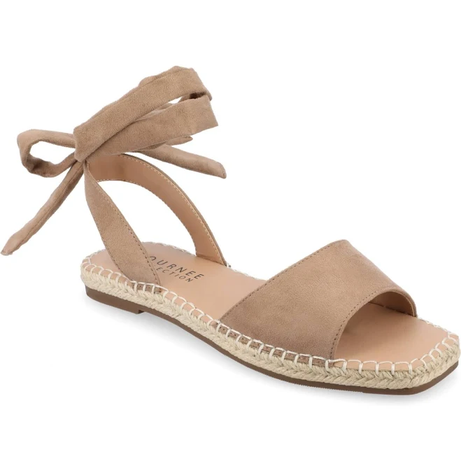 shoes Journee Collection Women's Emelie Espadrille Flat Sandals - Tan - Size 11W Macy's $43.2