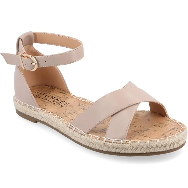 shoes Journee Collection Women's Lyddia Espadrille Flat Sandals - Taupe - Size 7W Macy's $47.4