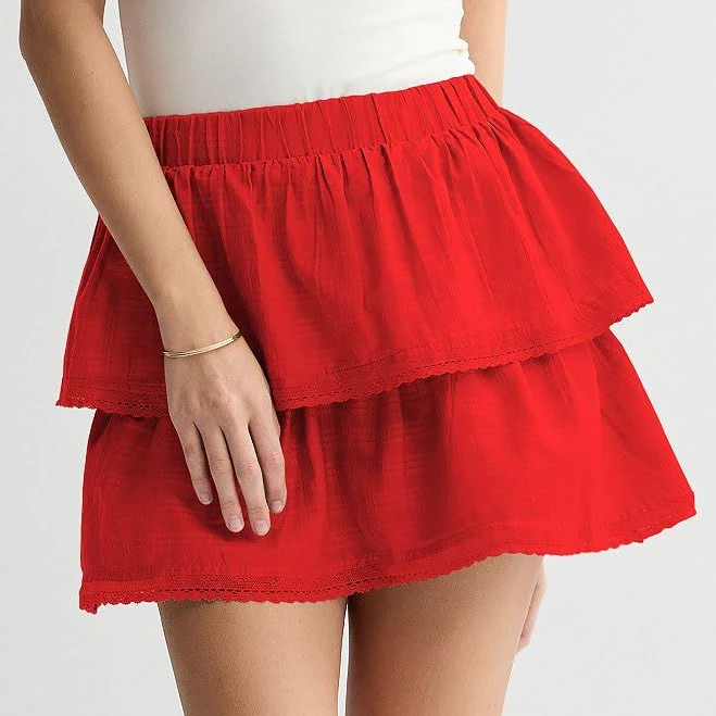 ultra-mini Juniors' SO Tiered Mini Skirt, Women's, Size: XL, Gushing Lava Kohl's $20.99