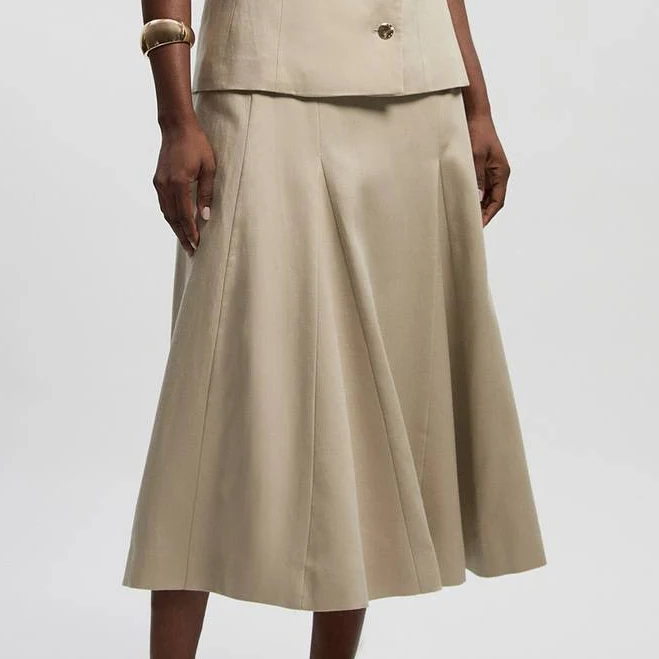 skirt Karen Millen Women's Tailored Linen Button Front Midi Skirt Karen Millen USA $271.15