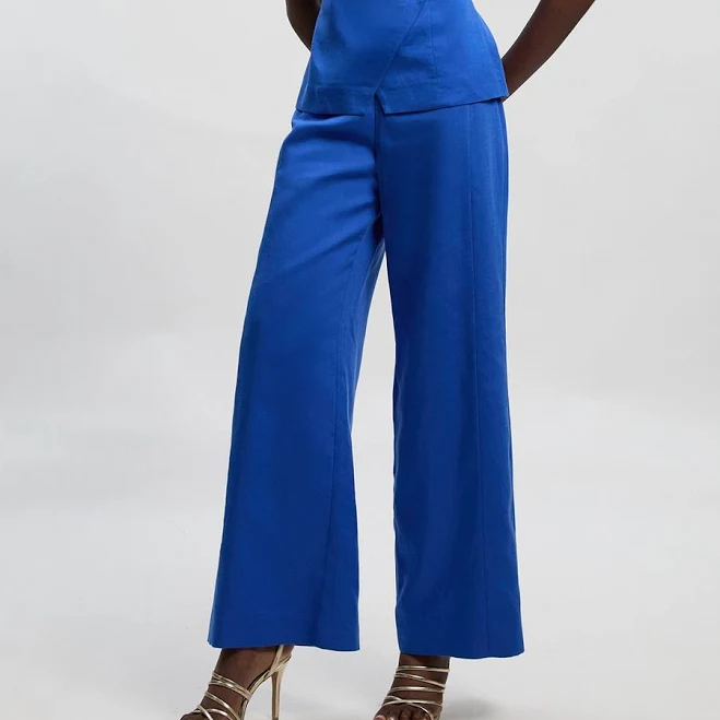 pants Karen Millen Women's Tailored Linen Button Front Wide Leg Trousers Karen Millen USA $237.15