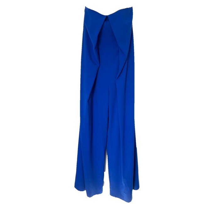 jumpsuit Kay Unger Strapless Sapphire Blue Crepe Jumpsuit Wide Leg Formal Size 12 eBay $79.99