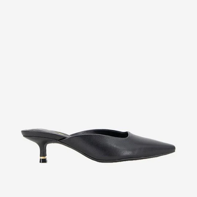 shoes Kenneth Cole | Margo Leather Kitten Heel Mule in BLACK LEATHER Kenneth Cole $96.75