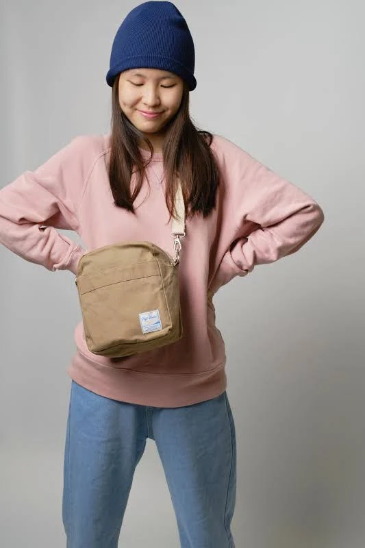 bag Khaki Small travel crossbody bag, Vegan Waxed canvas minimalist Zipper hipbag, customized engrave name gifts - Crossbody Koala | 208 Etsy - christystudio $39.5