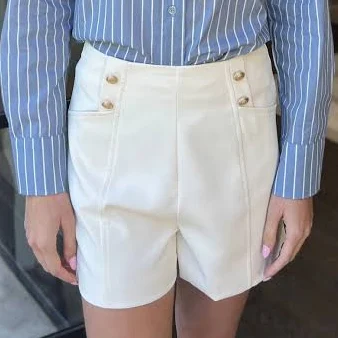 shorts Kieran High Rise A-Line Shorts with Gold Buttons Benaar LA $39