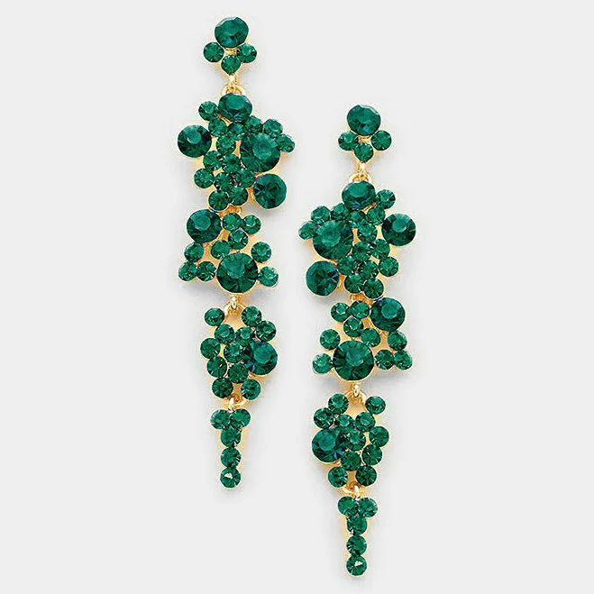 accessory L&M Bling Emerald Crystal Long Dangle Earrings lmbling $21
