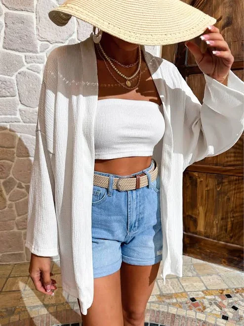 cover-up La Parisienne Short Kimono with Long Sleeves and Open Front La Parisienne $34