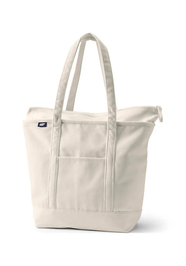 bag Lands' End Large 5 Pocket Zip Top Long Handle Canvas Tote Bag Lands' End $41.96
