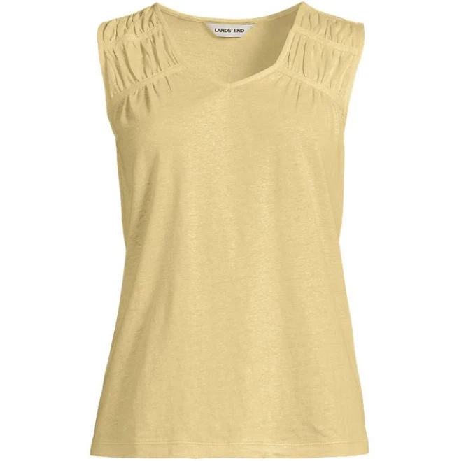 sleeveless top Lands' End Women's Linen Blend Smocked Flowy Tank Lands' End $29.97