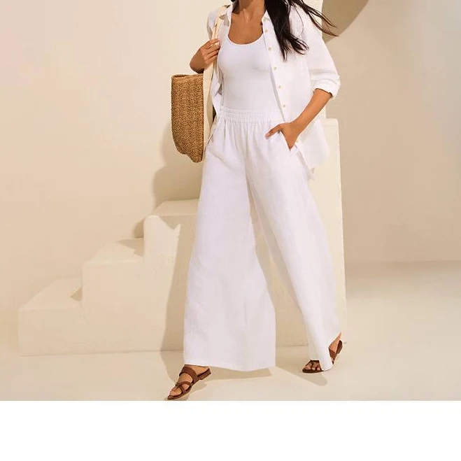 pants Lands' End Women's Linen High Rise Palazzo Pants Lands' End $52.47