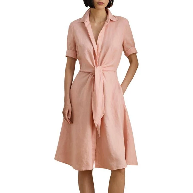shirt dress Lauren Women's Ralph Lauren Tie-Front Linen Shirtdress Dress Nordstrom $195
