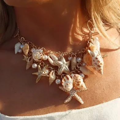 accessory Layered Gold Conch Shell & Starfish Necklace Lizard Thicket Boutique $15