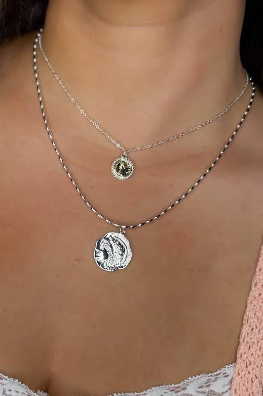 accessory Layered Silver Medallion Coin Necklace Poppy Jane $22.5