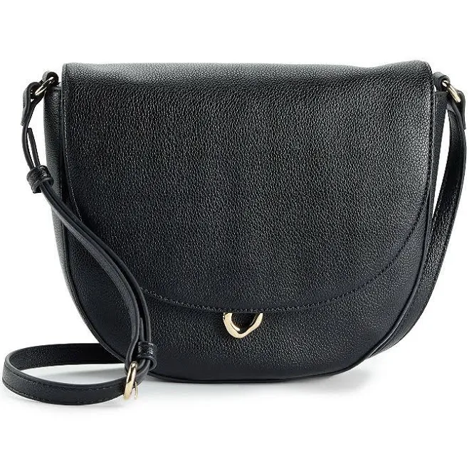 bag LC Lauren Conrad Cynthia Saddle Crossbody Bag, Black Kohl's $35