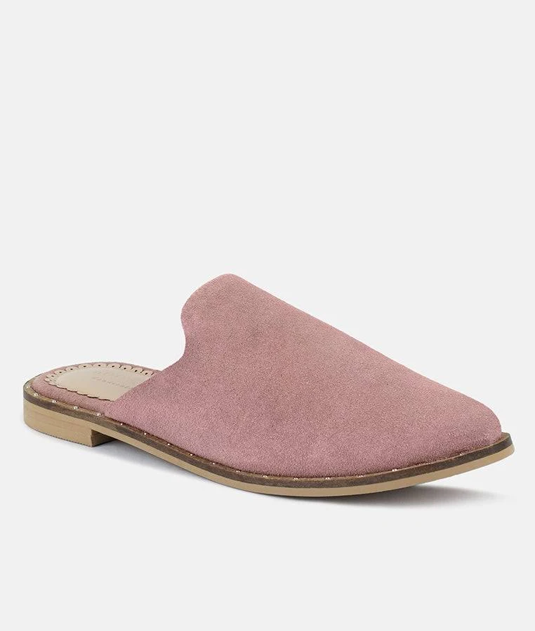 shoes LIA Dusty Pink Handcrafted Suede Mules Rag & Co $66.99