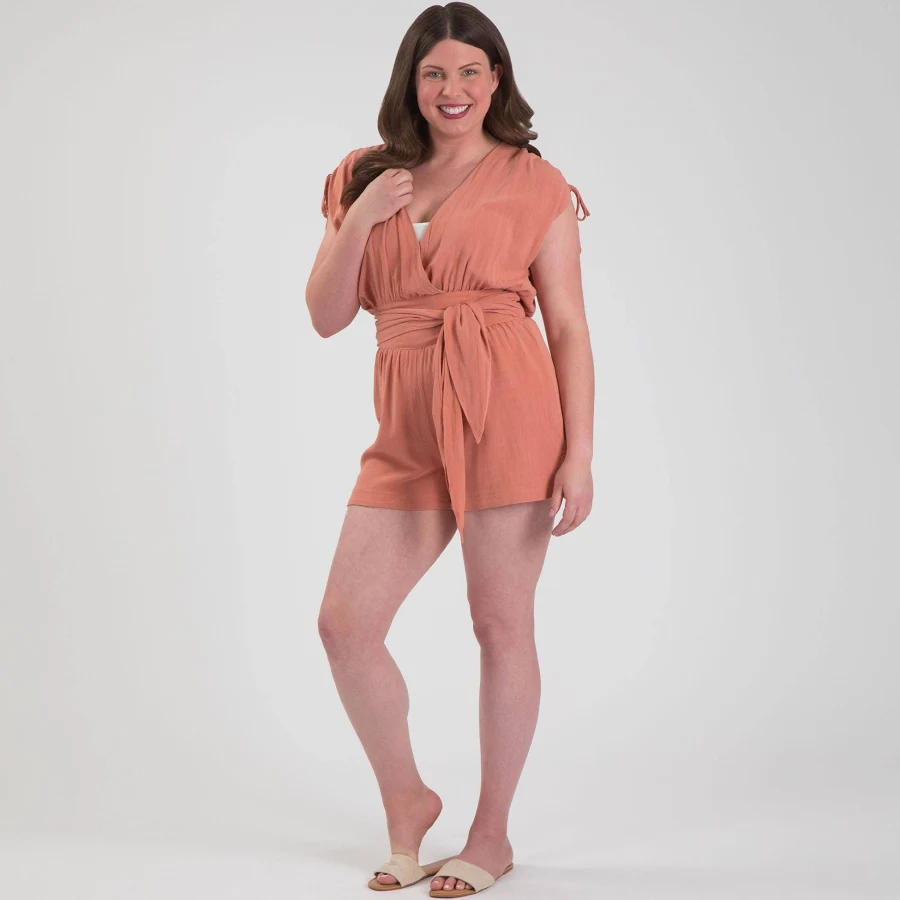 romper Lightweight V-Neck Romper with Tie Waist Animal Rescue Site $31.99