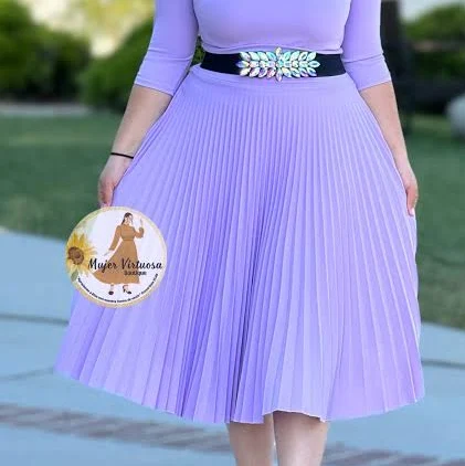 skirt Lilac Pleated Midi Skirt Mujer Virtuosa Boutique $32