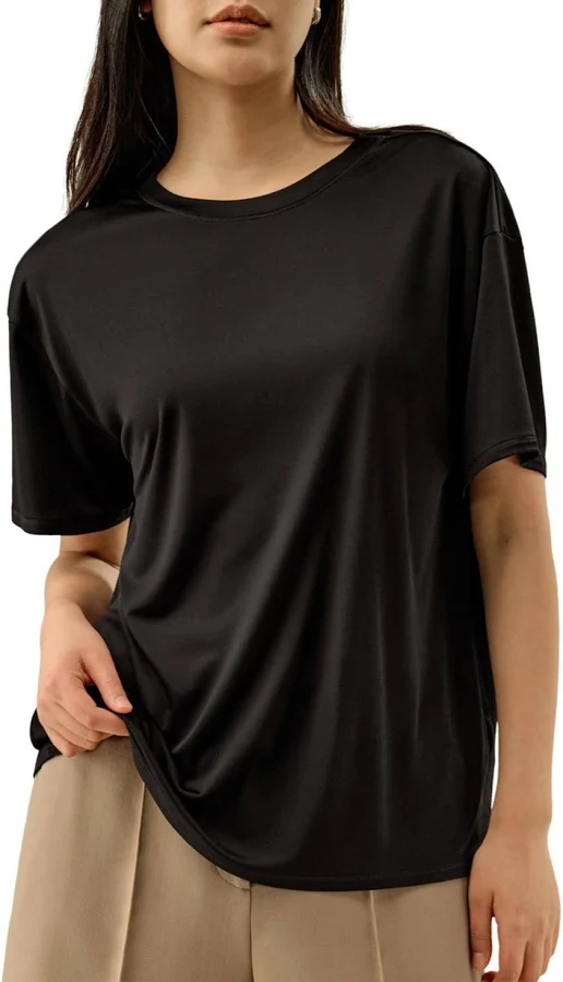 top Lilysilk Women's Oversized Silk Jersey Tee Bloomingdale's $92