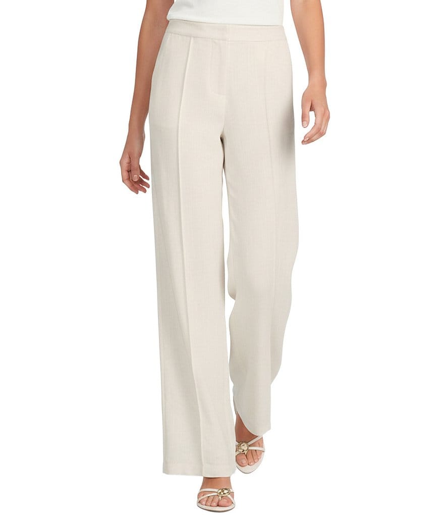 baggy oversized outfit Linen Blend Notch Lapel Cinched 3/4 Sleeve Open Front Coordinating Blazer & Wide Leg Coordinating Pants Dillard's $89