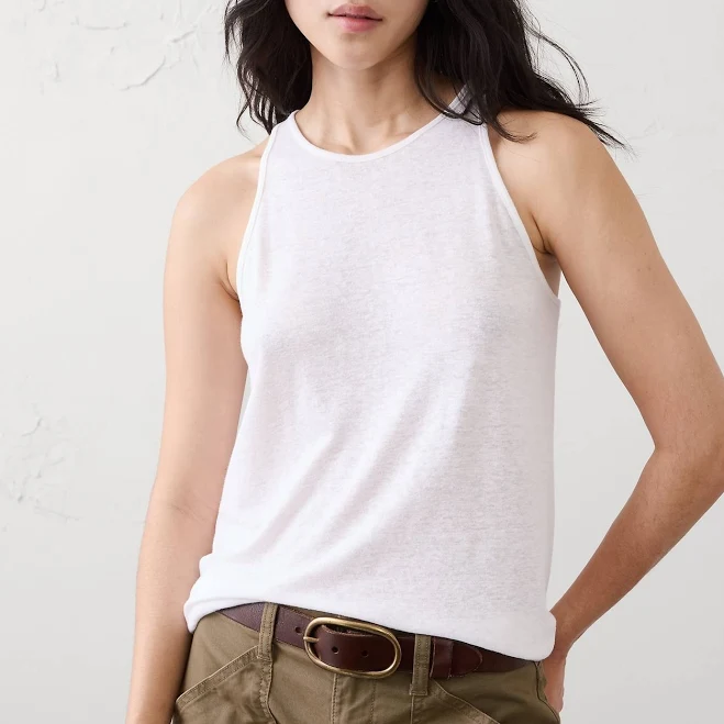 top Linen-Blend Women's Racer Back Tank Banana Republic Factory $17.5