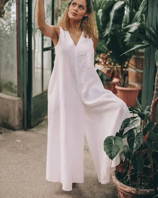 jumpsuit Linen Wide Leg Jumpsuit VisibleArt $156