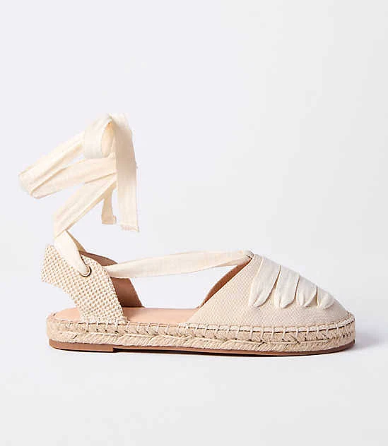shoes Loft Women's Eyelet Lace Up Espadrille Flats LOFT $39.98