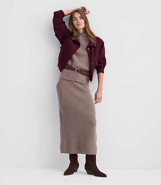 skirt Loft Women's Petite Ribbed Midi Sweater Skirt LOFT $24.94