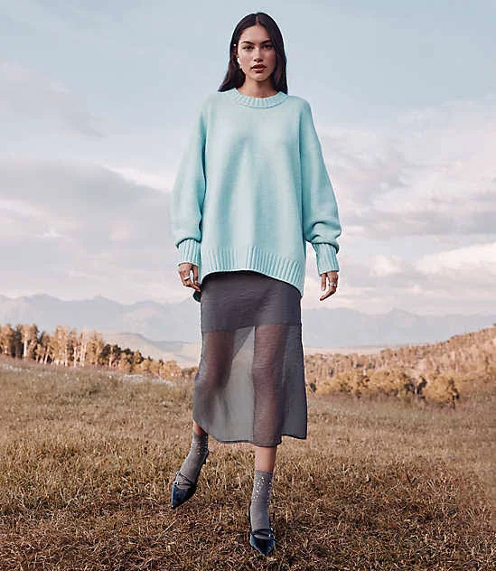 skirt Loft Women's Sheer Overlay Midi Skirt LOFT $24.99