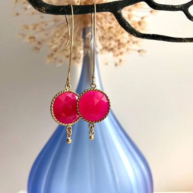 accessory Long Gold Gemstone Dangle Earrings Etsy - WonderlandByNatasha $28