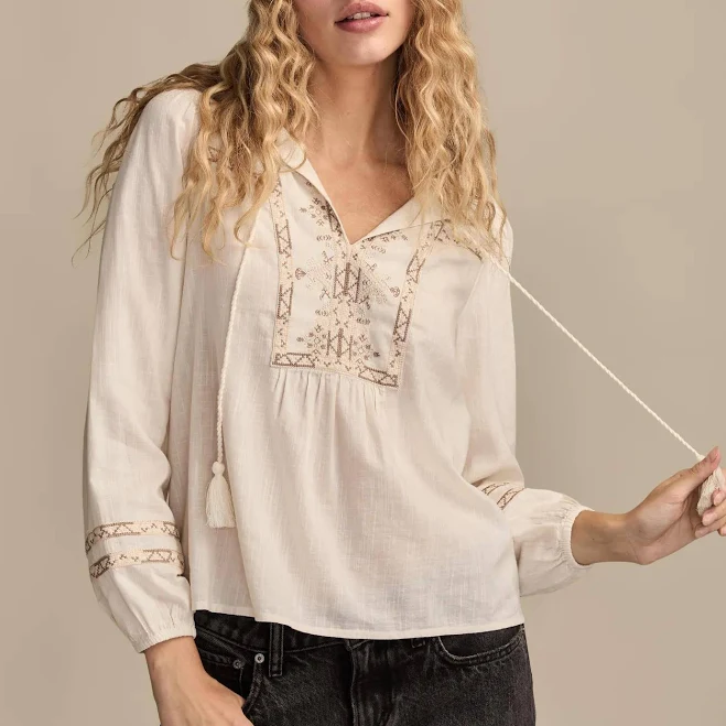 top Lucky Brand Women's Embroidered Peasant Top Lucky Brand $29.99