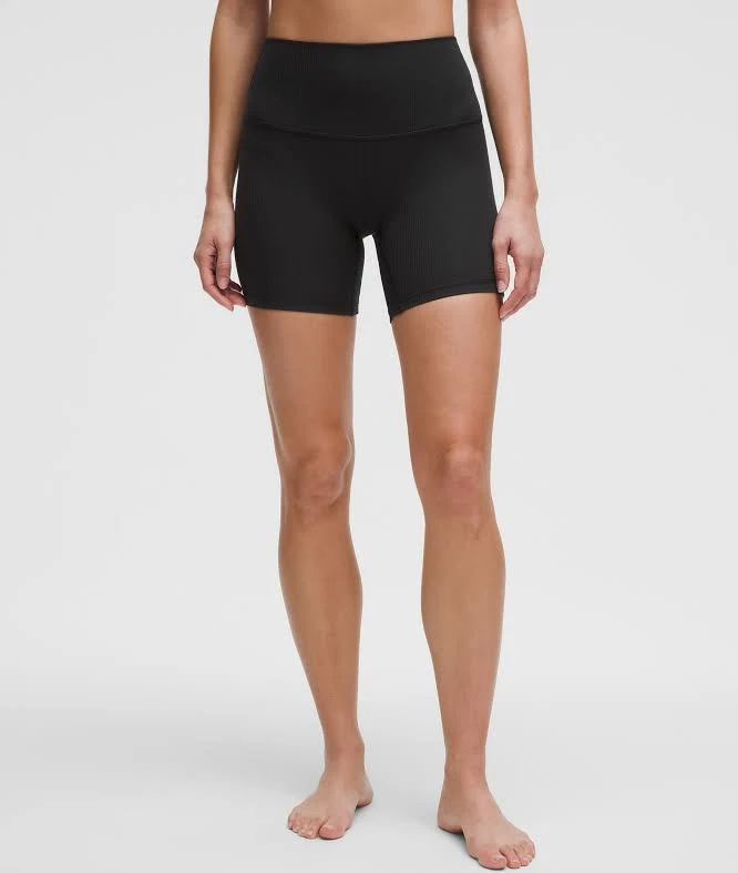 biker shorts lululemon Align Shorts | Women's High-Rise Ribbed Short 6" | Size 14 | Black,Neutral lululemon $29