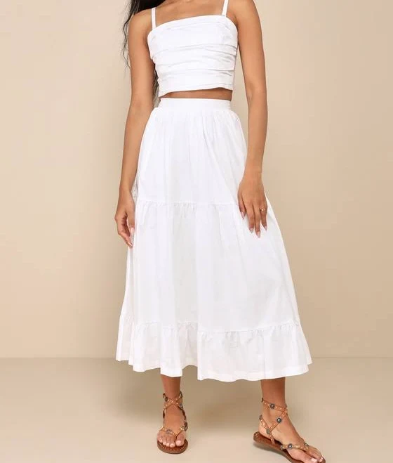 skirt Lulus Cotton Tiered Midi Skirt Lulus $55