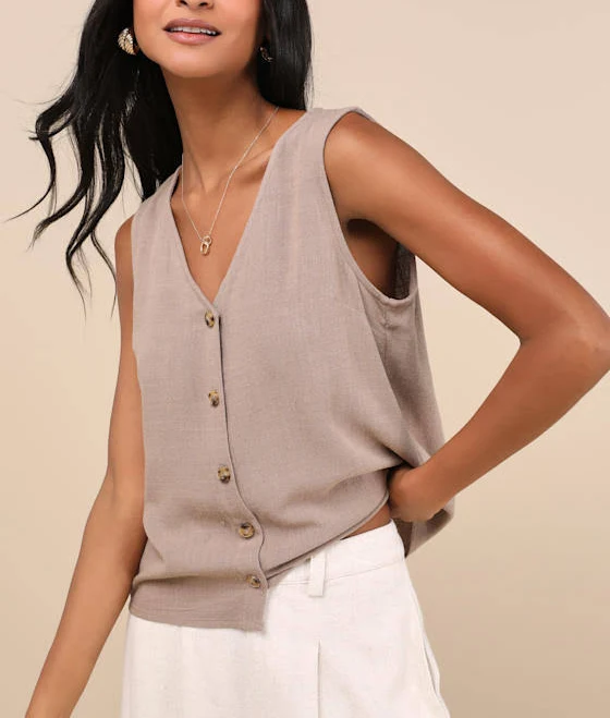 sleeveless top Lulus Sleeveless Linen Button-Front Top Lulus $42