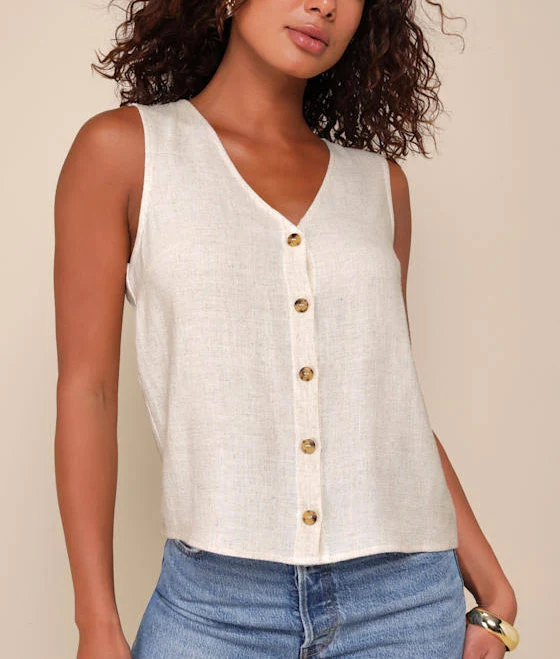sleeveless top Lulus Sleeveless Linen Button-Front Top Lulus $42