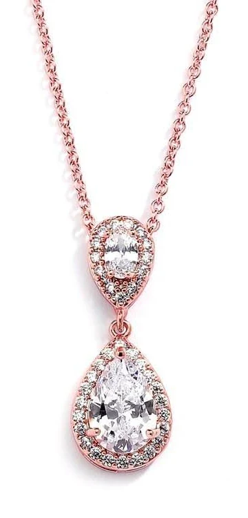 accessory Lustrous Couture Rose Gold Teardrop Pendant yourbridebox $40