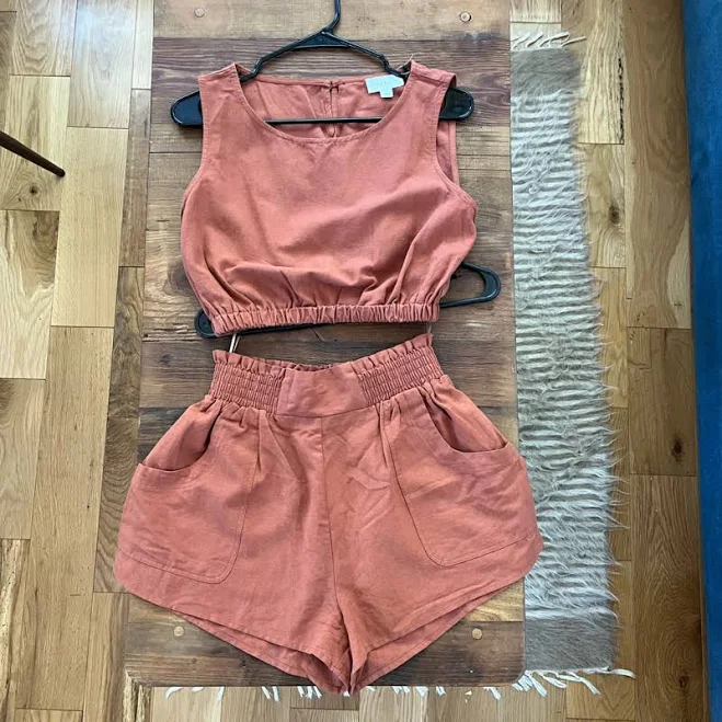 matching set Mable Linen Crop Tank and Shorts Set Poshmark $45