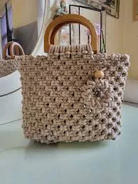 bag Macrame bag with wooden handles, boho style, handmade. Etsy $56.25