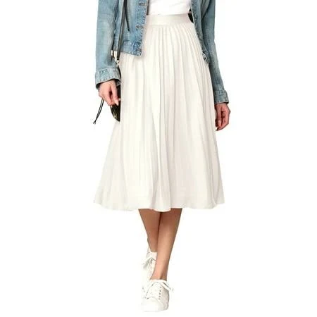 skirt Made by Johnny Women's High Elastic Waist Pleated Mid A-Line Swing Skirt Walmart - Made by Johnny Group, Inc. $28.75