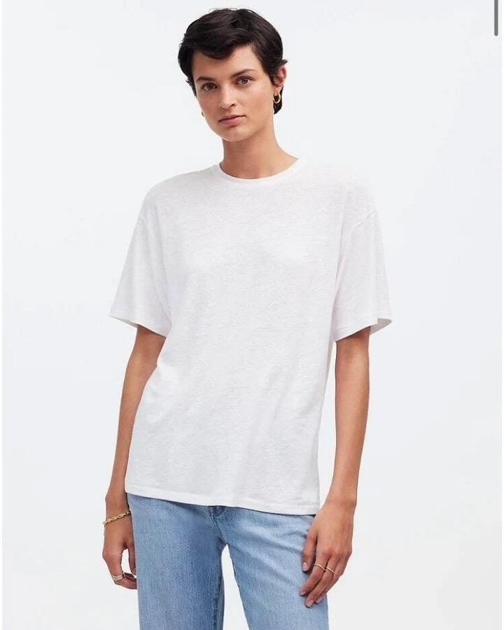 top Madewell Linen-blend Crewneck Oversized Tee Size Xs eBay - oliveandray $29
