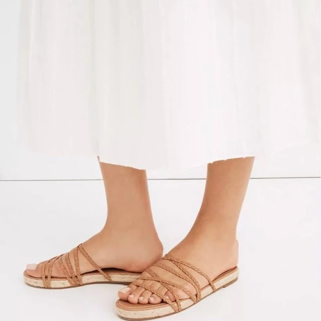 shoes Madewell New The Kathryn Espadrille Slide Sandal In Leather Size 9 - New Women | Color: Beige | Size: 9 Mercari $44