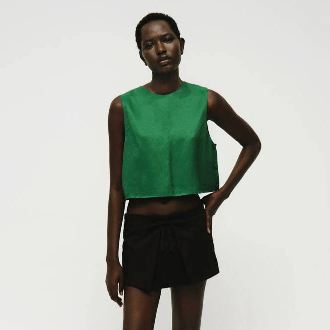 matching set MANGO Women's Linen-blend Crop Top shop.mango.com $39.99