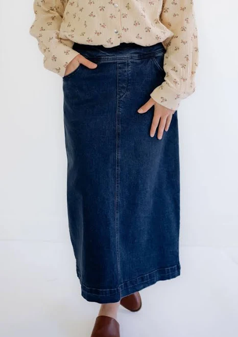 skirt Margaret Denim Midi Skirt Salt & Honey $59.99