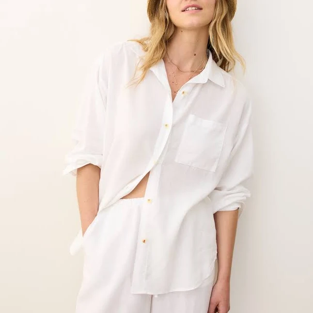 crop top Marine Layer Women's Gracey Oversized Linen Shirt Marine Layer $110