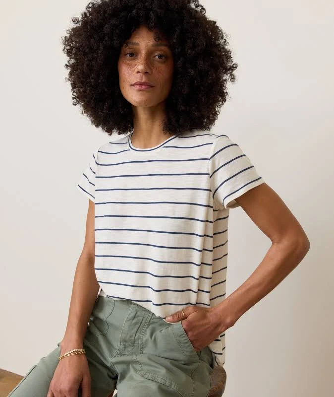 top Marine Layer Women's Striped Swing Crew Tee Marine Layer $24