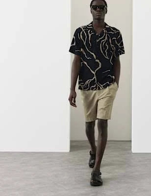 shorts Marks & Spencer Cotton Linen Blend Pleat Front Shorts - Light Olive - 40in waist-Medium Marks & Spencer - United States $68.99