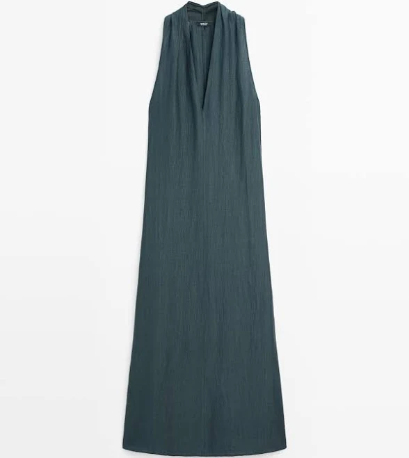 dress Massimo Dutti Women's Linen Blend V-Neckline Midi Dress Massimo Dutti $180