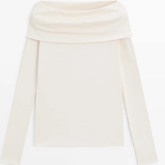 top Massimo Dutti Women's Off-The-Shoulder Cotton Blend T-Shirt Massimo Dutti $90