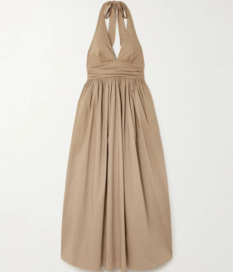 dress Matteau Women's Gathered Halterneck Organic Cotton-Poplin Maxi Dress NET-A-PORTER $260